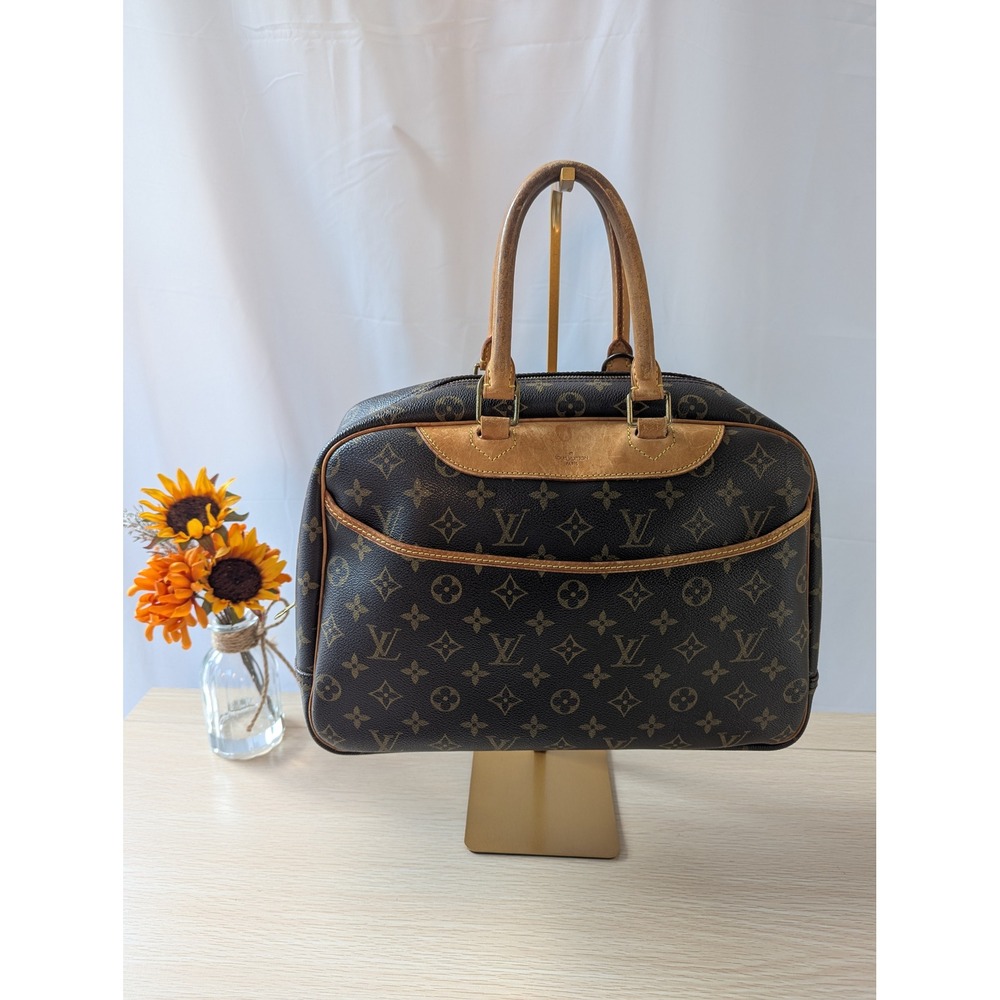 Louis Vuitton Monogram Deauville Handbag Purse Bag COA Dustbag Brown Vintage LV